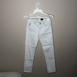 AG The Stevie Ankle Straight White Denim Jeans